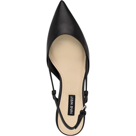 Nine West Womens Black Leather Pointed Closed Toe Ankle Buckle Rhonda Pumps - Picture 2 of 6